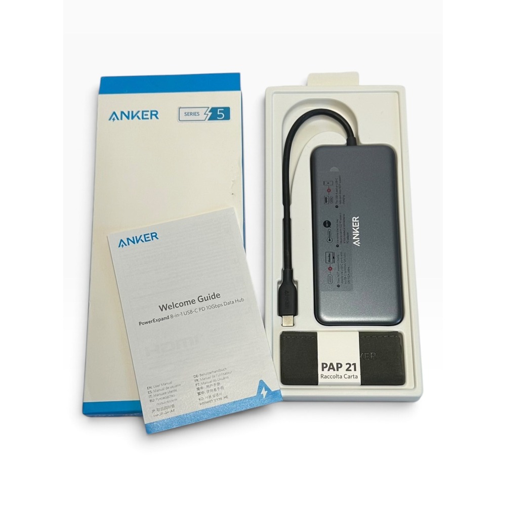 Anker PowerExpand 8-in-1 USB-C PD 10Gbps Data Hub Gray A8383 LN Boxed